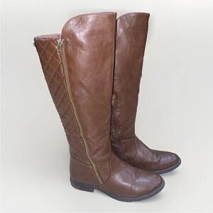 Mossimo Supply Women's Tall Tan Boots Size 6 Brown Knee High Quilted Pattern